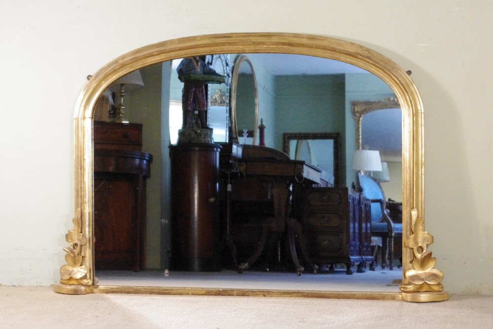 Victorian Gilt Large Arch Top Overmantle Mirror