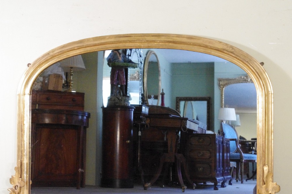 Victorian Gilt Large Arch Top Overmantle Mirror View IV