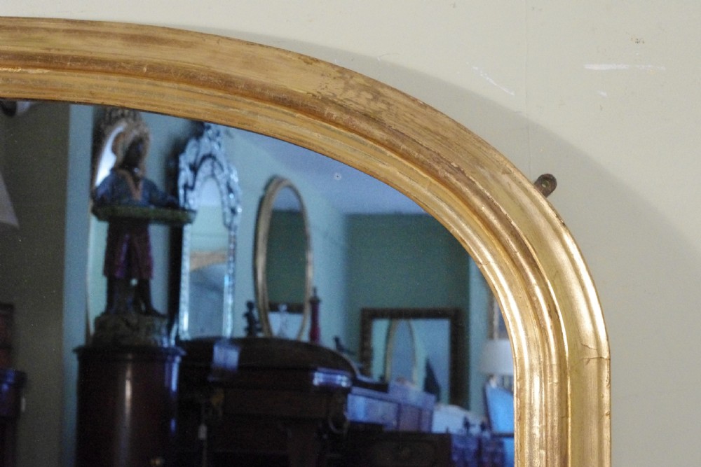 Victorian Gilt Large Arch Top Overmantle Mirror View V