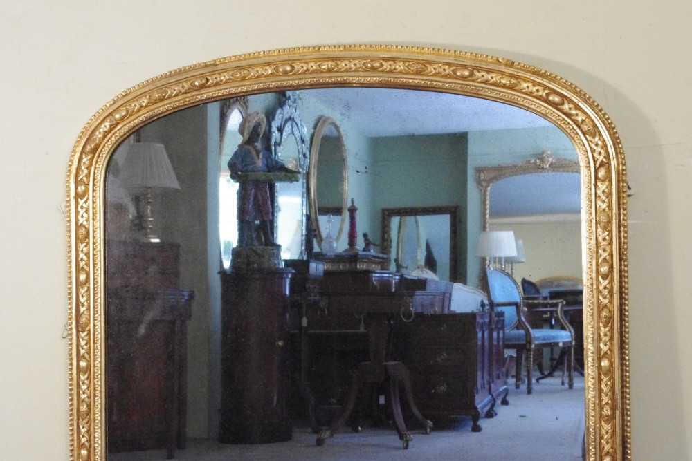 English Victorian Gilt Large Arch Top Overmantle Mirror View II