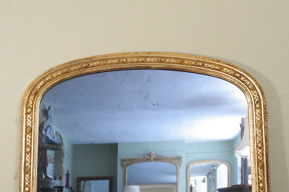 English Victorian Gilt Large Arch Top Overmantle Mirror View III