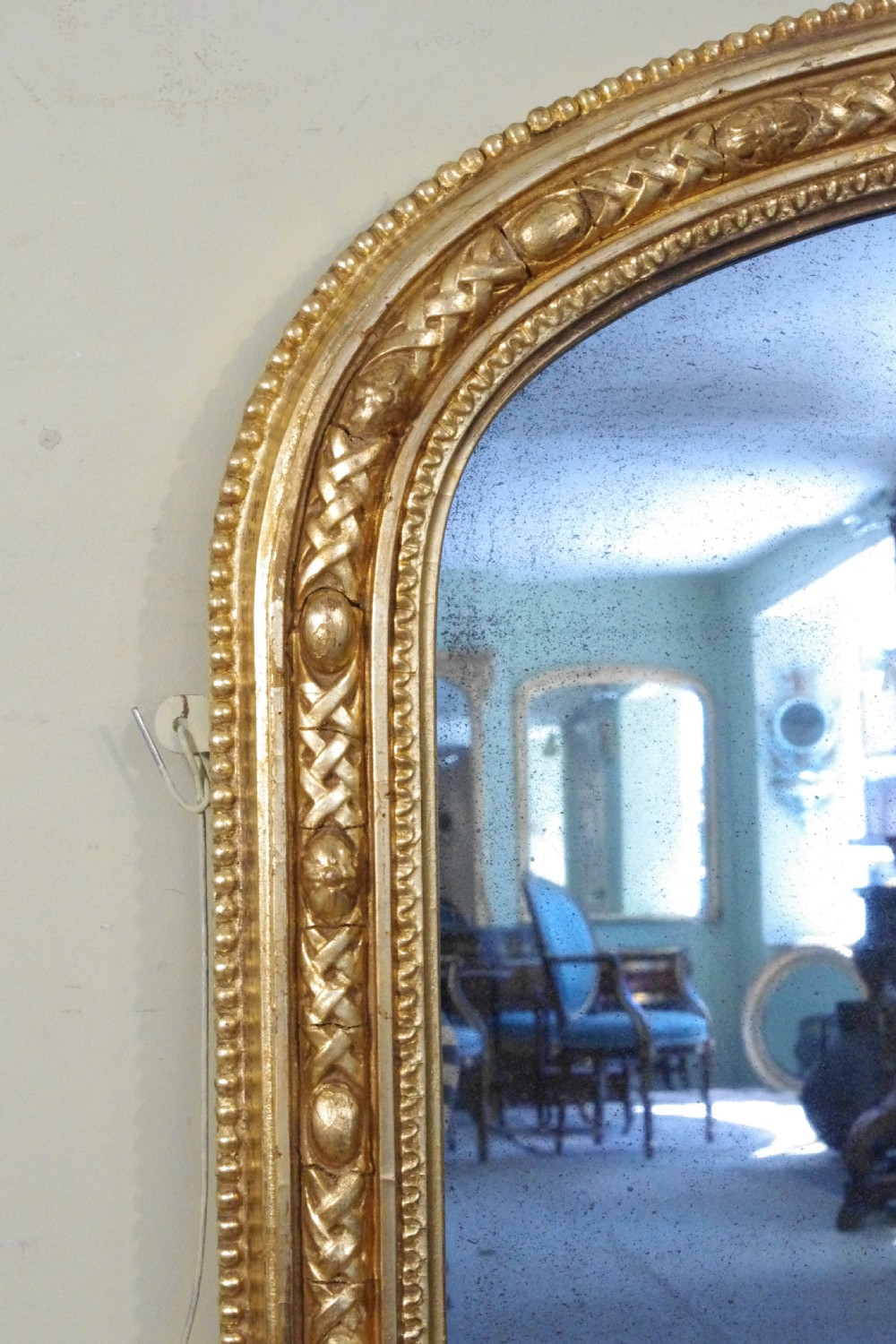 English Victorian Gilt Large Arch Top Overmantle Mirror View IV