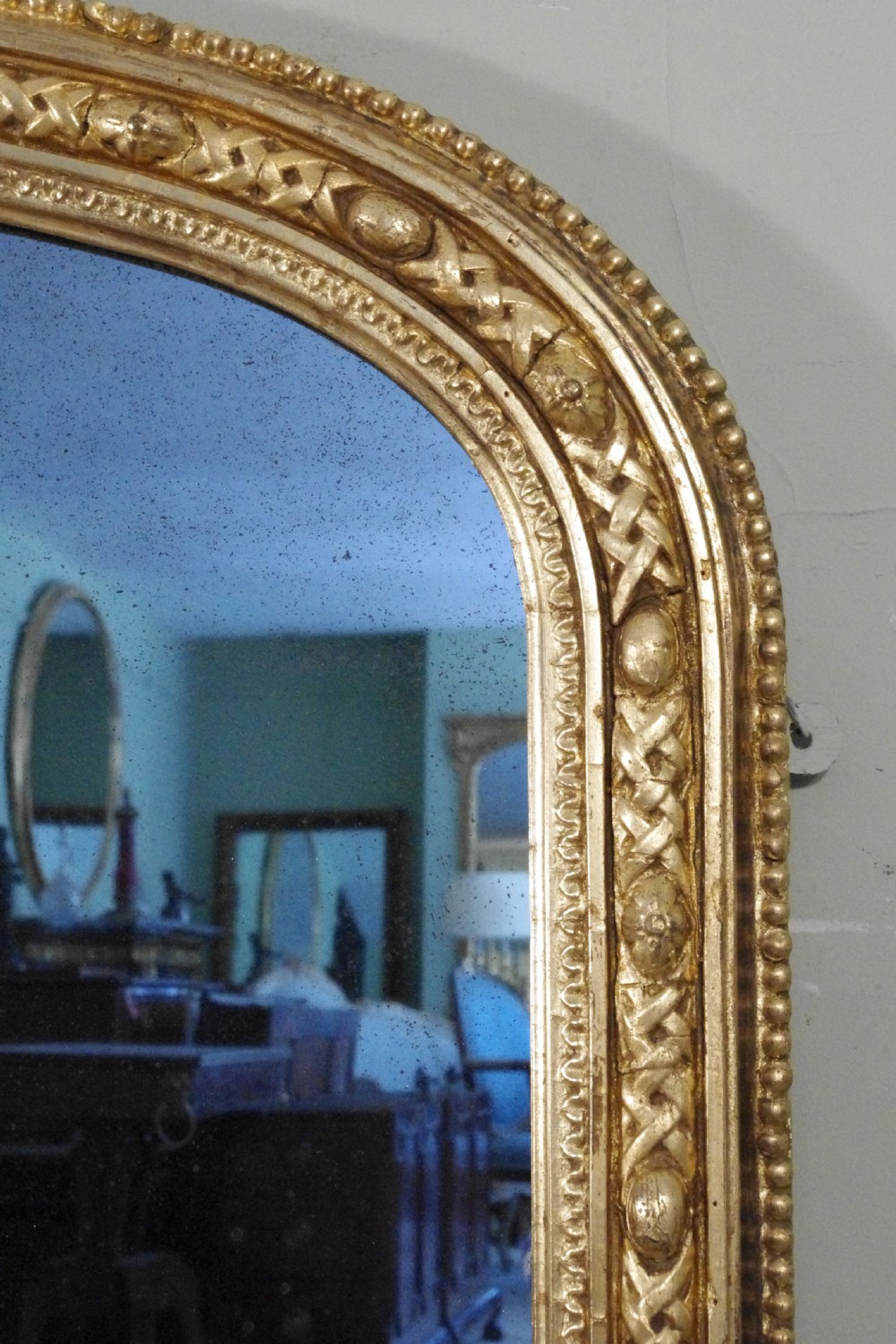 English Victorian Gilt Large Arch Top Overmantle Mirror View V
