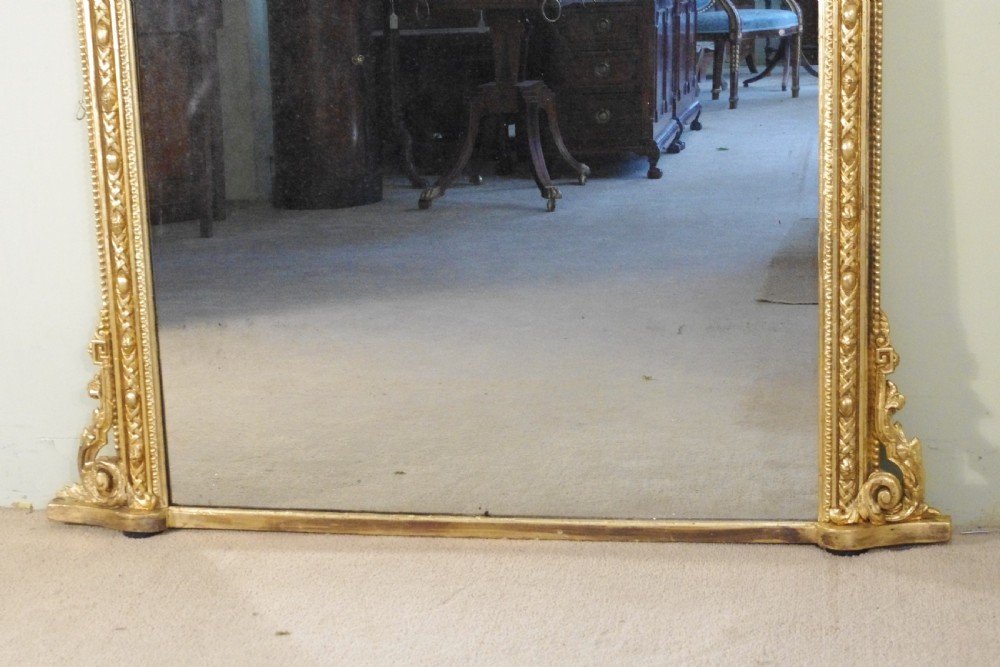 English Victorian Gilt Large Arch Top Overmantle Mirror View VI