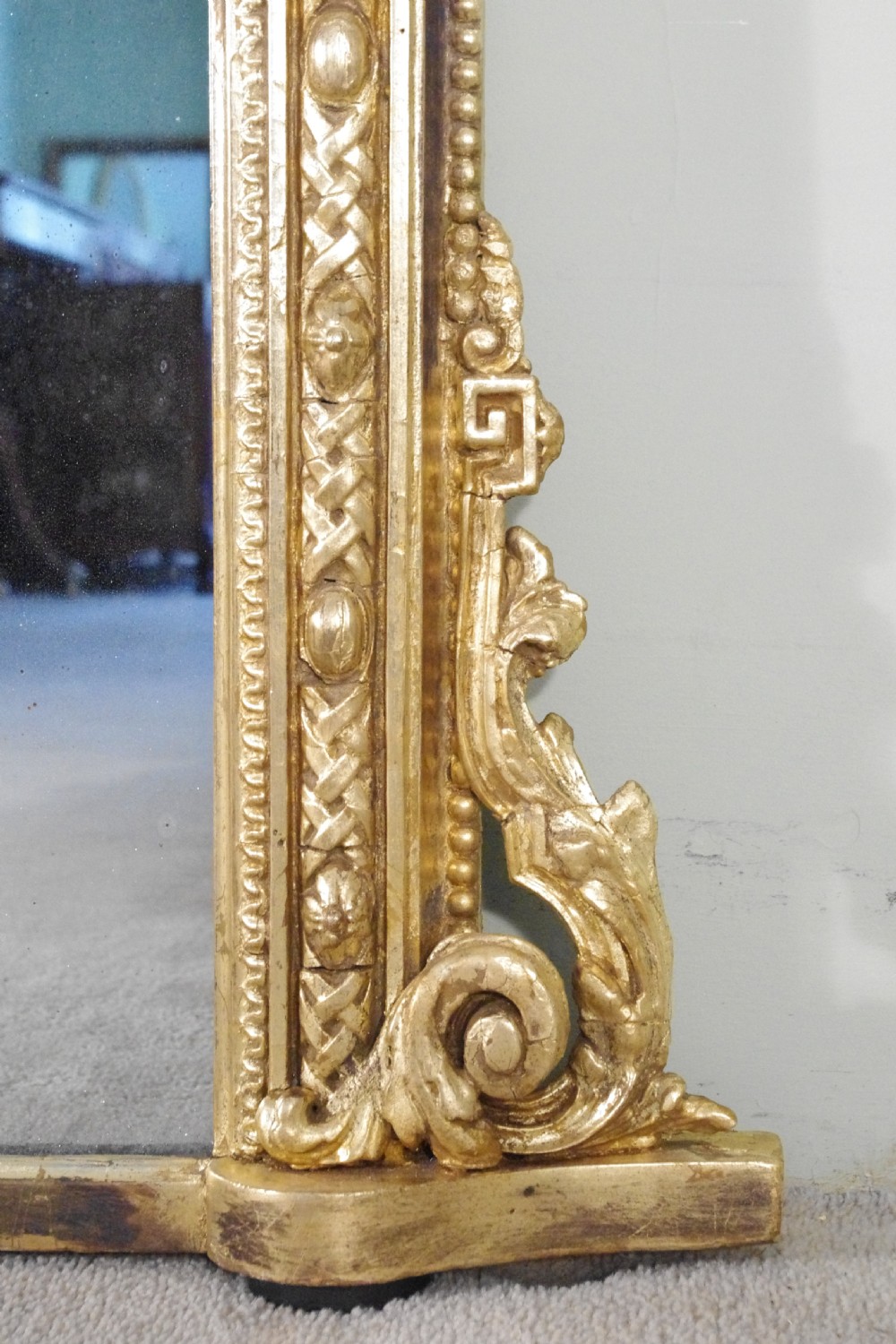 English Victorian Gilt Large Arch Top Overmantle Mirror View VIII
