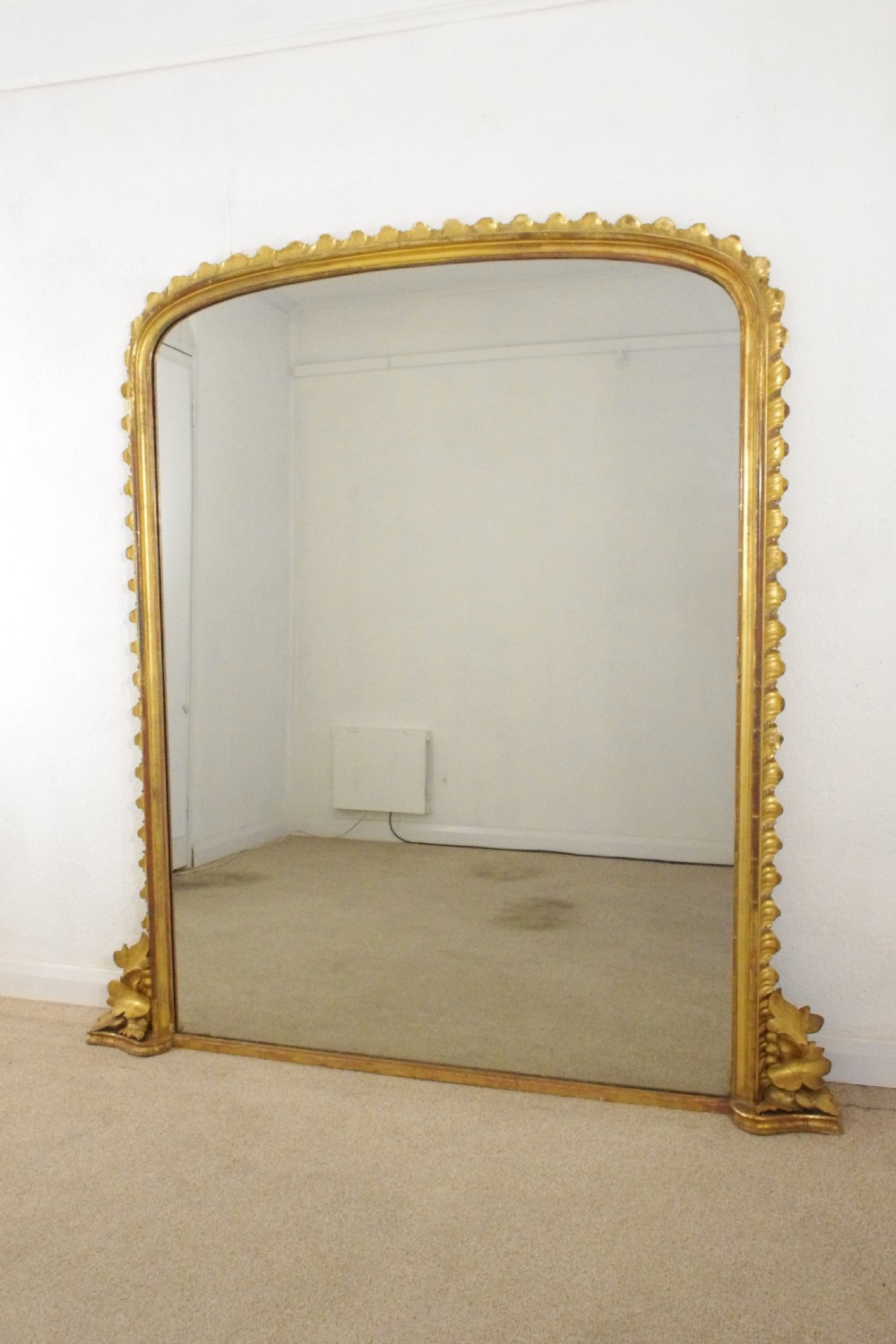 Victorian Large Gilt Wood Arch Top Overmantle Mirror