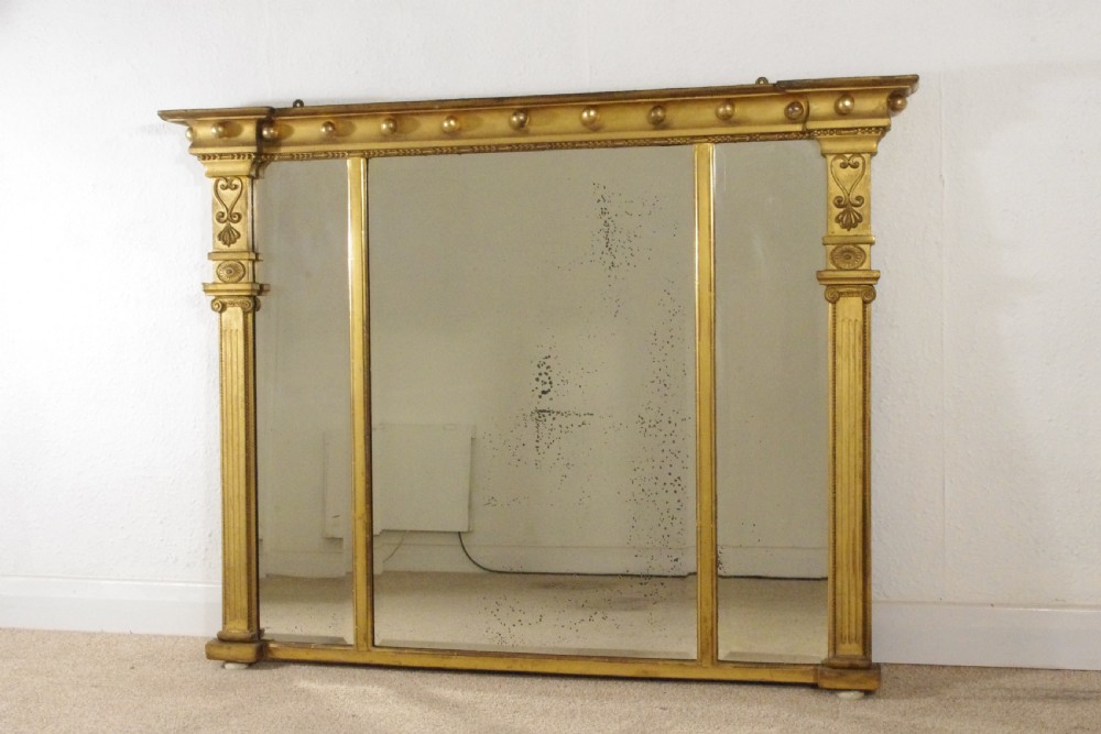 Regency Gilt Triple Plate Overmantle Mirror
