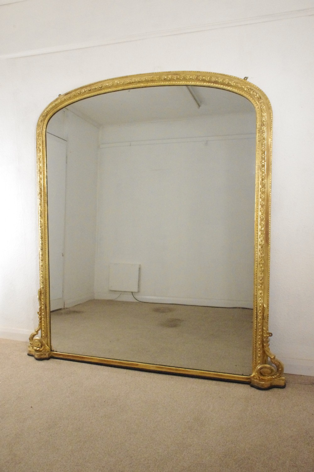 Victorian Gilt Very Large Arch Top Overmantle Mirror
