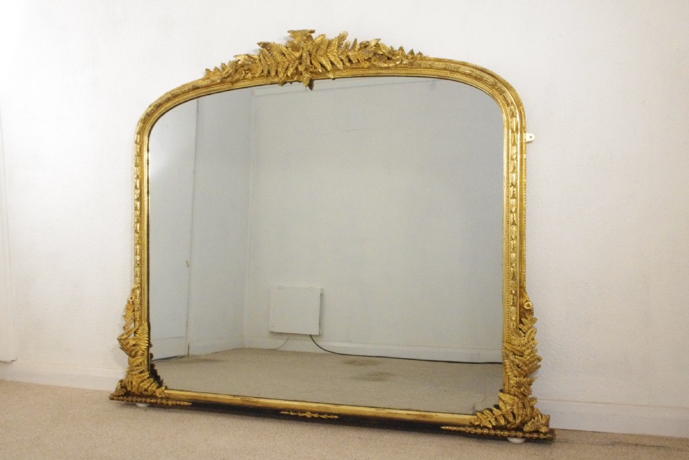 Victorian Gilt Large Arch Top Overmantle Mirror