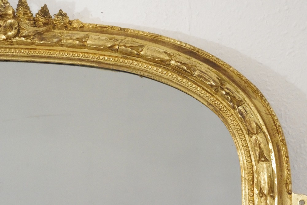 Victorian Gilt Large Arch Top Overmantle Mirror View V