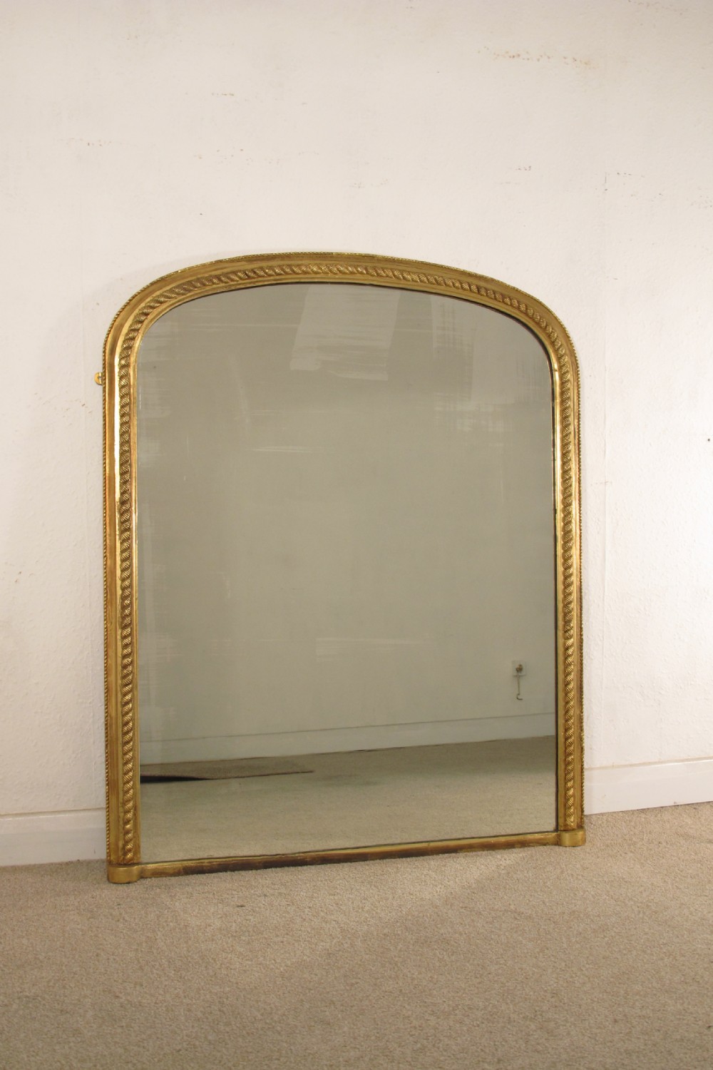 Victorian Gilt Large Arch Top 'Rope Twist'  Overmantle Mirror
