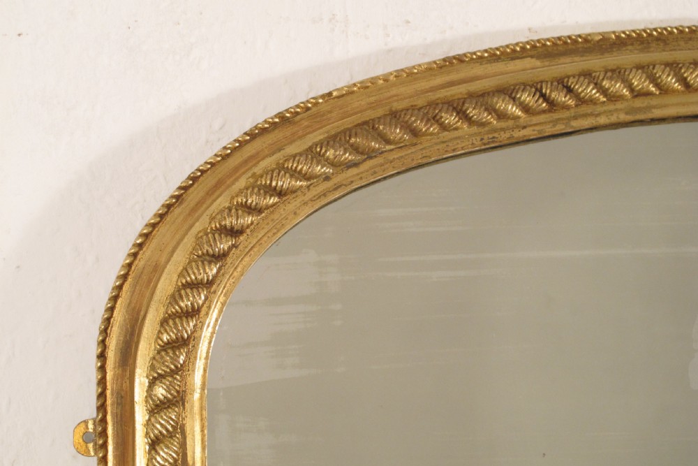 Victorian Gilt Large Arch Top 'Rope Twist'  Overmantle Mirror View III