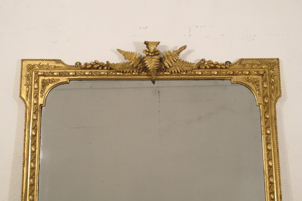 Victorian Gilt Large Overmantle Mirror with 'Fern' Decoration View II