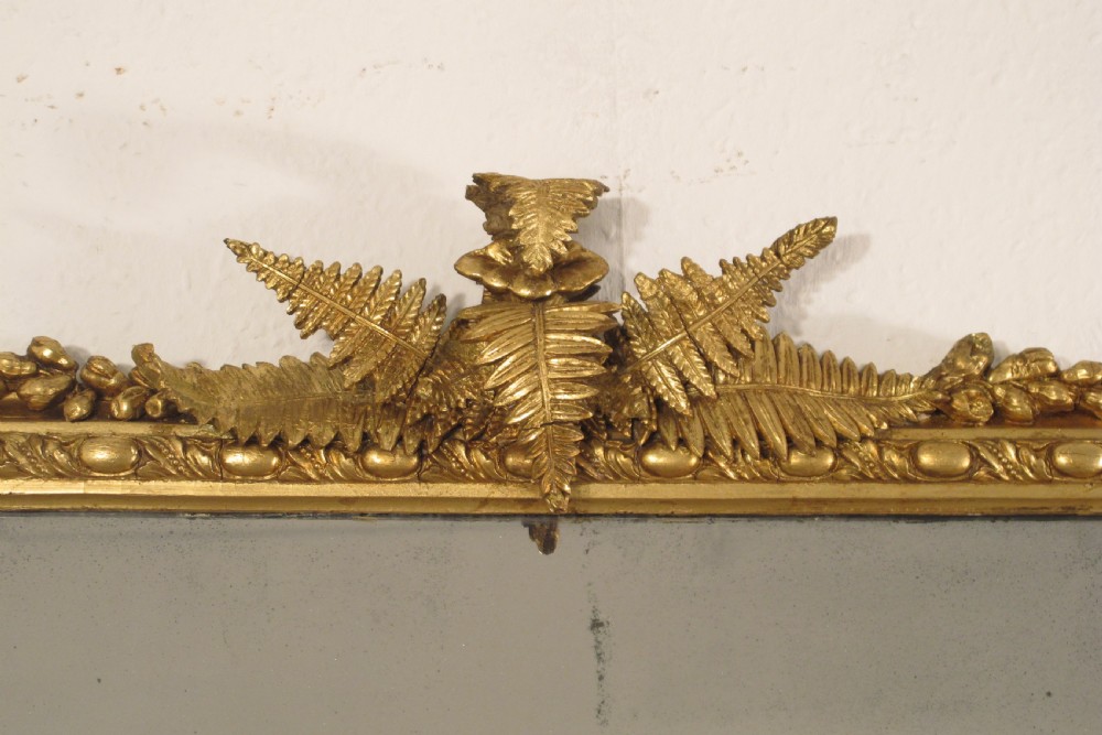Victorian Gilt Large Overmantle Mirror with 'Fern' Decoration View III