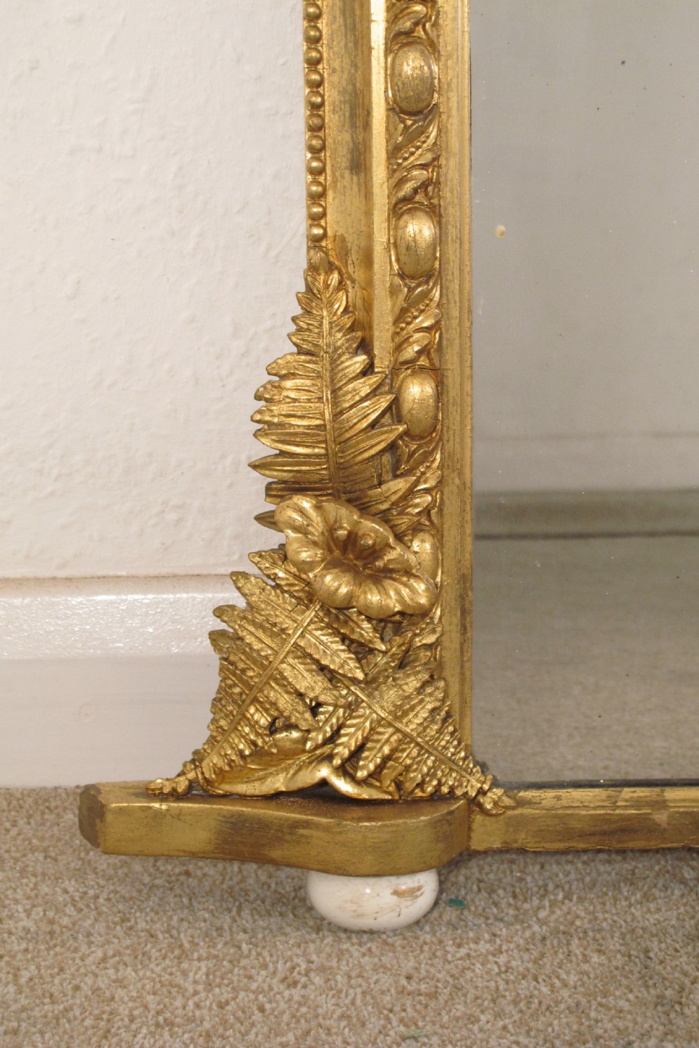 Victorian Gilt Large Overmantle Mirror with 'Fern' Decoration View VI