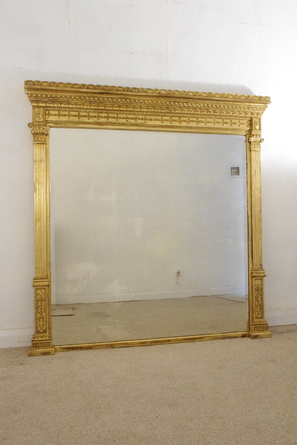 Victorian Gilt Neoclassical Large Overmantle Mirror