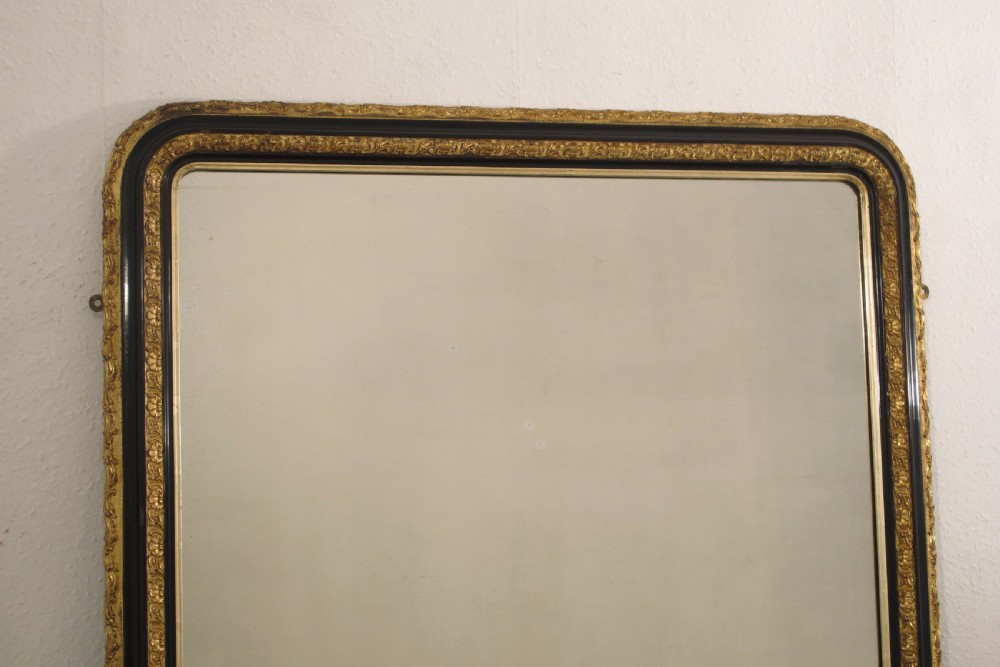 Victorian Ebonised and Parcel-Gilt Large Overmantle Mirror View III