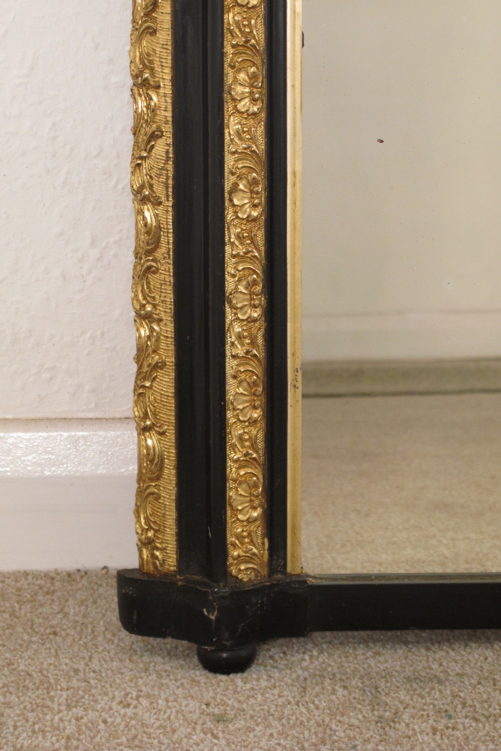 Victorian Ebonised and Parcel-Gilt Large Overmantle Mirror View VI