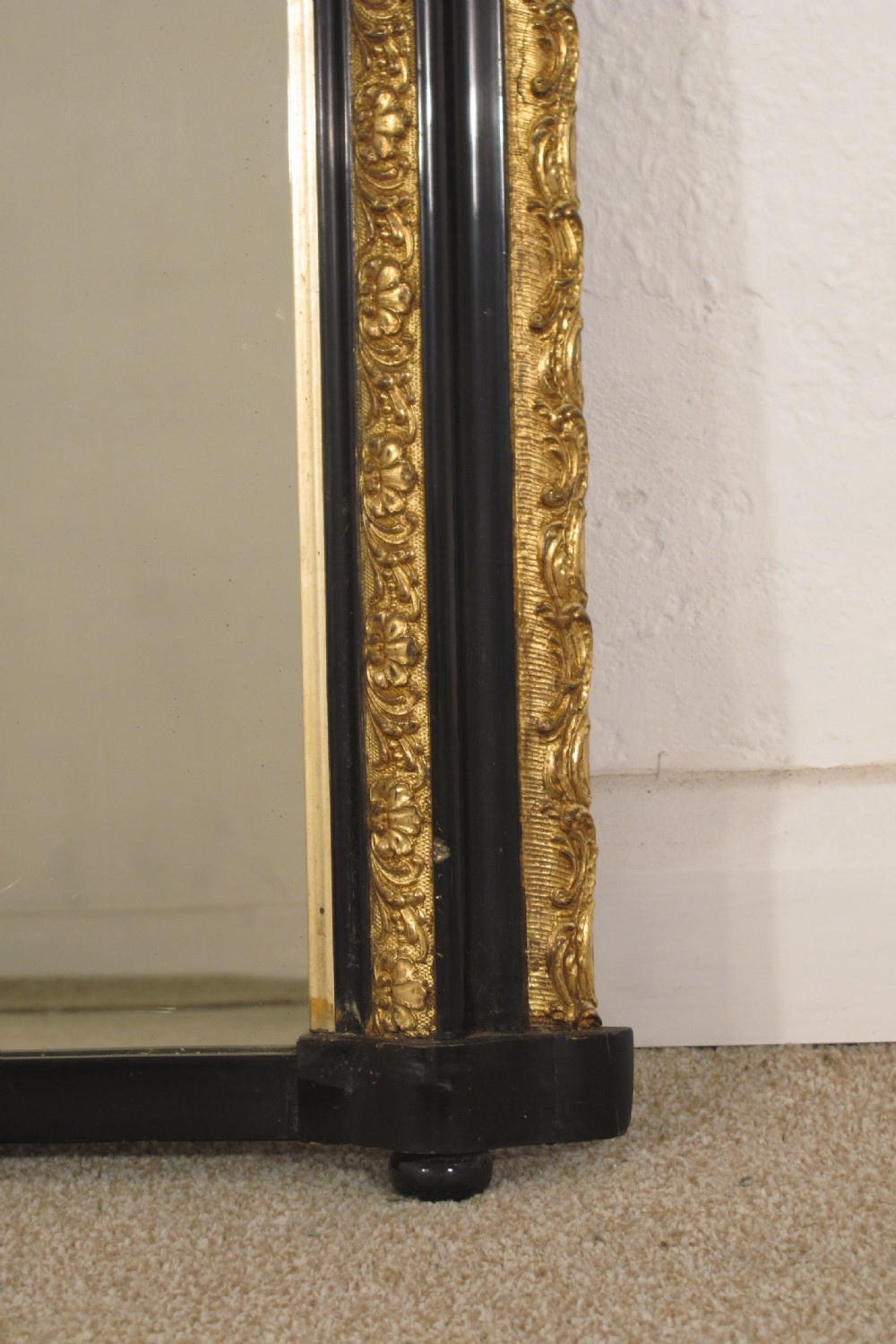 Victorian Ebonised and Parcel-Gilt Large Overmantle Mirror View VII