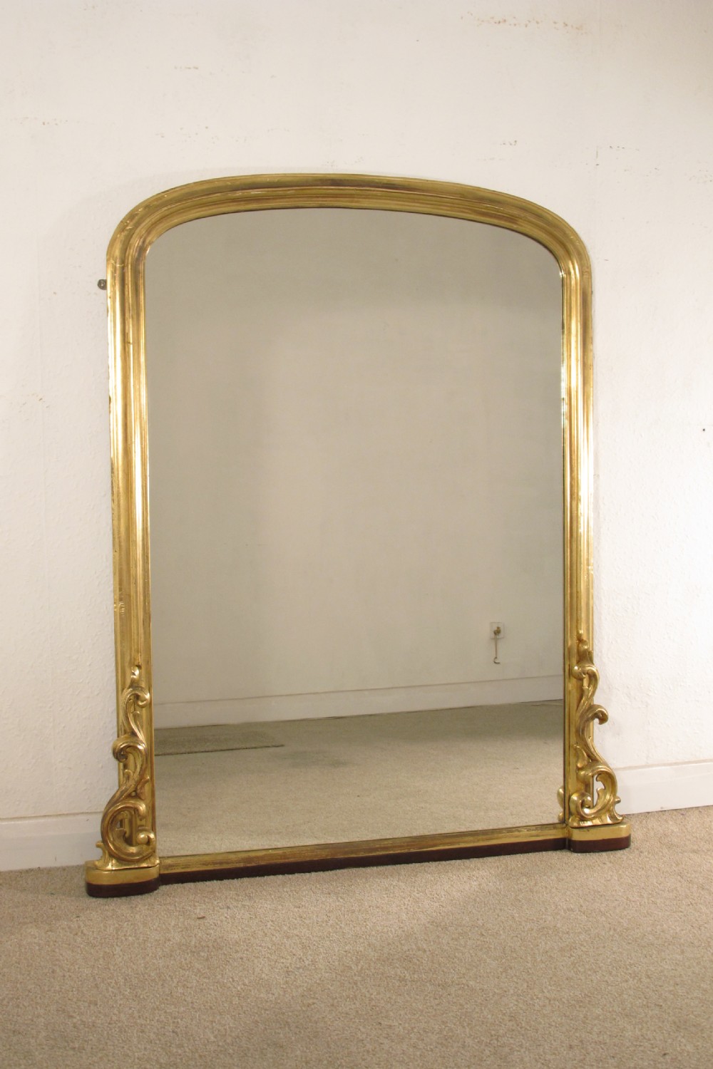 Victorian Gilt Large Arch Top Overmantle Mirror