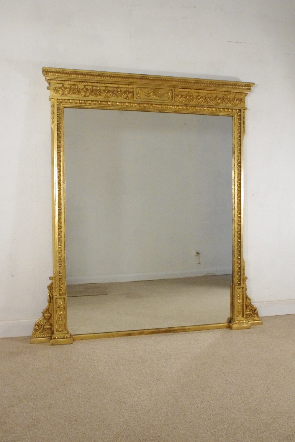 Victorian Gilt Large Neoclassical Style Overmantle Mirror