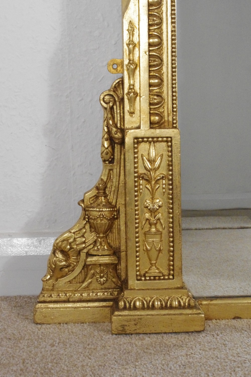 Victorian Gilt Large Neoclassical Style Overmantle Mirror View VII