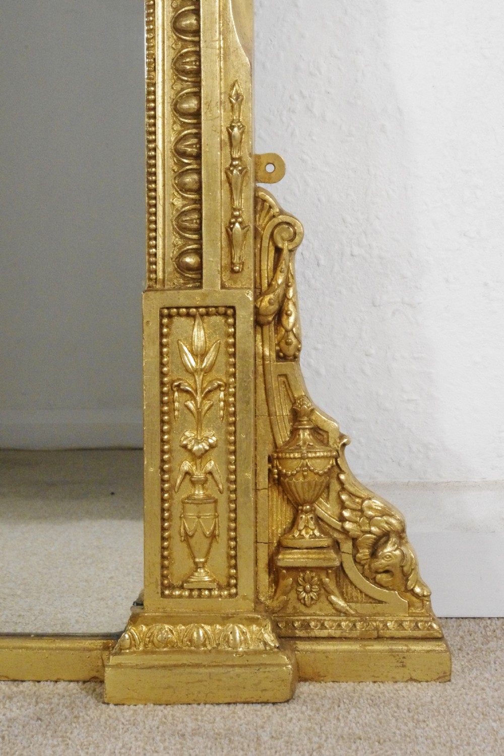 Victorian Gilt Large Neoclassical Style Overmantle Mirror View VIII