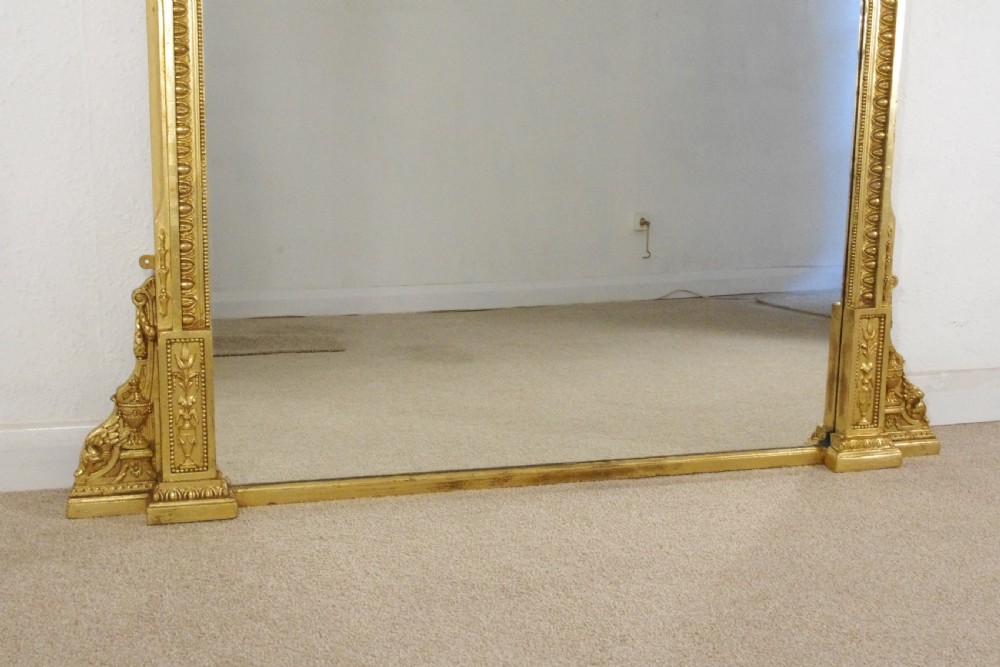 Victorian Gilt Large Neoclassical Style Overmantle Mirror View IX