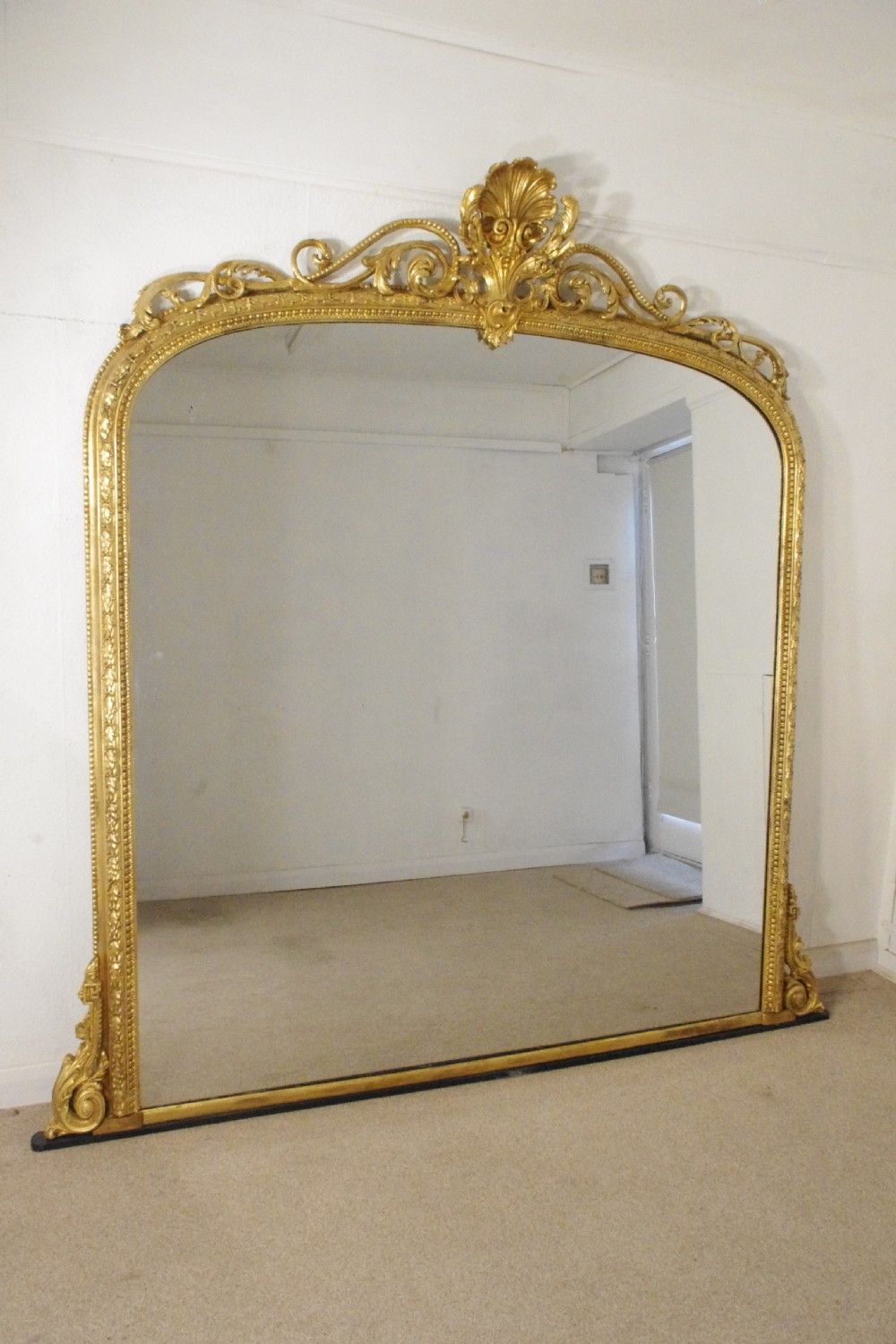 Victorian Gilt Very Large Arch Top Overmantle Mirror