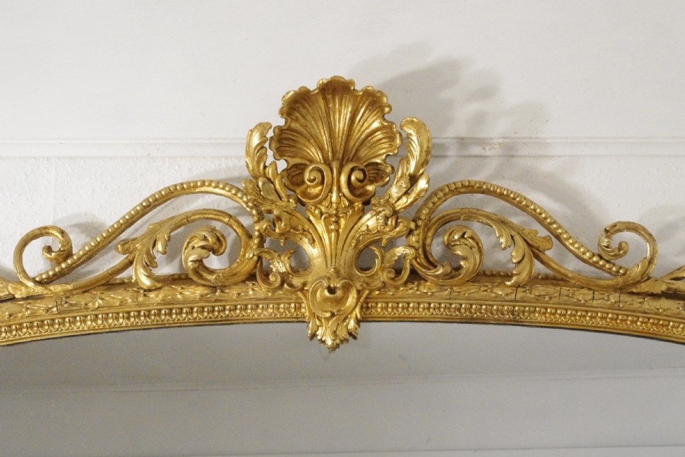 Victorian Gilt Very Large Arch Top Overmantle Mirror View V