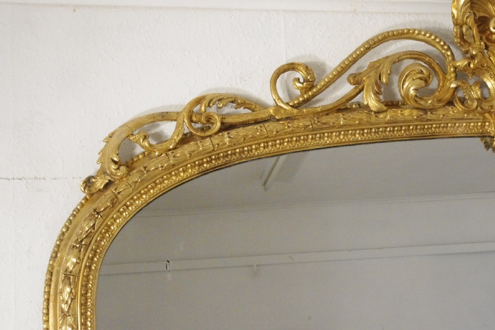 Victorian Gilt Very Large Arch Top Overmantle Mirror View VIII
