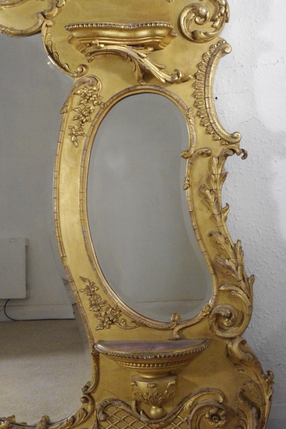 Victorian Gilt Large Overmantle Mirror with Brackets View VI
