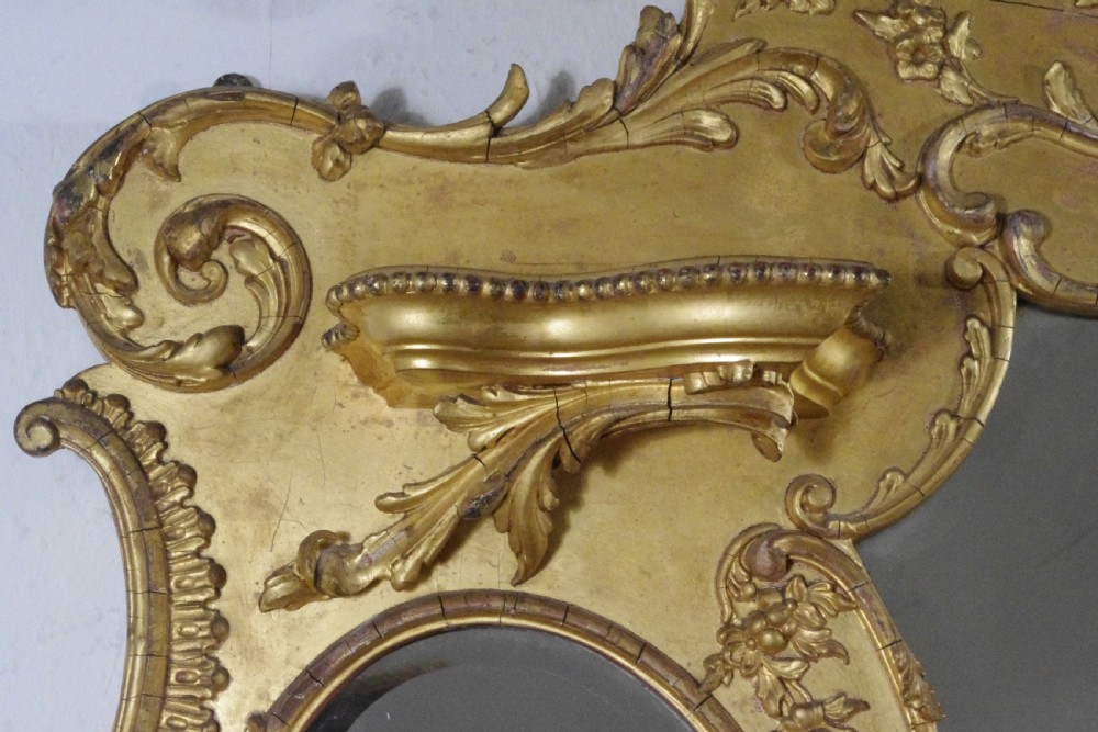 Victorian Gilt Large Overmantle Mirror with Brackets View VII
