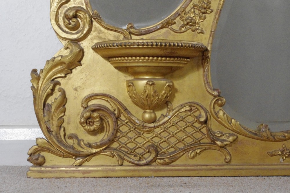 Victorian Gilt Large Overmantle Mirror with Brackets View VIII