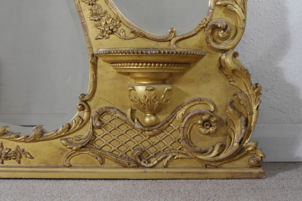 Victorian Gilt Large Overmantle Mirror with Brackets View IX