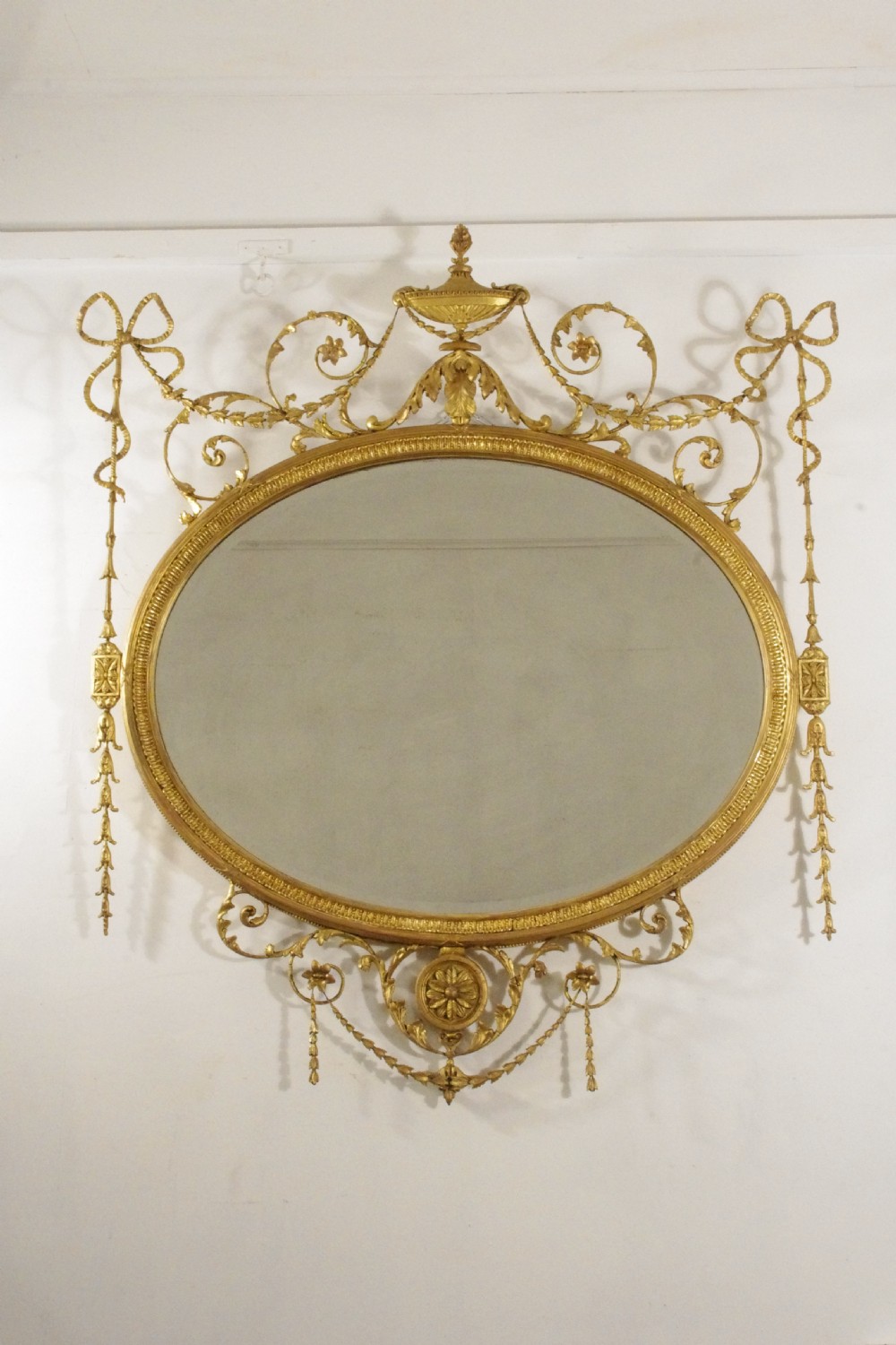 Victorian Gilt Adam Style Large Oval Overmantle Mirror