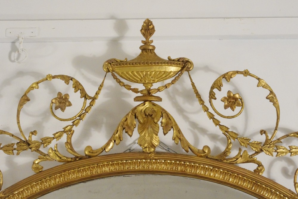 Victorian Gilt Adam Style Large Oval Overmantle Mirror View IV