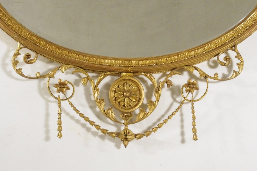 Victorian Gilt Adam Style Large Oval Overmantle Mirror View V