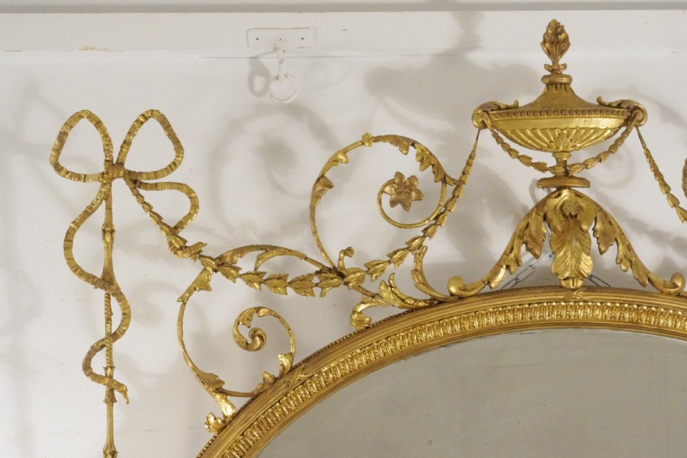Victorian Gilt Adam Style Large Oval Overmantle Mirror View VI