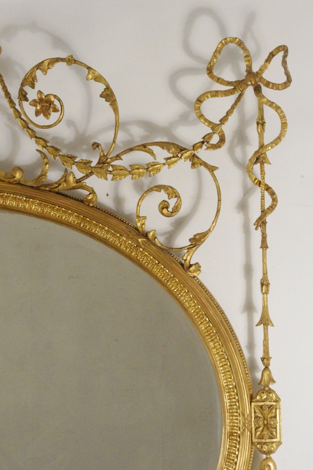 Victorian Gilt Adam Style Large Oval Overmantle Mirror View VII