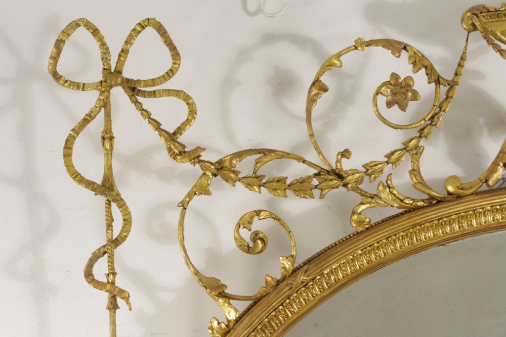 Victorian Gilt Adam Style Large Oval Overmantle Mirror View VIII