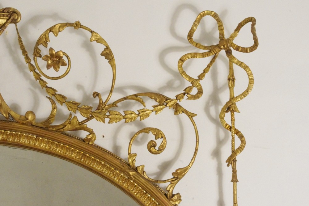 Victorian Gilt Adam Style Large Oval Overmantle Mirror View IX