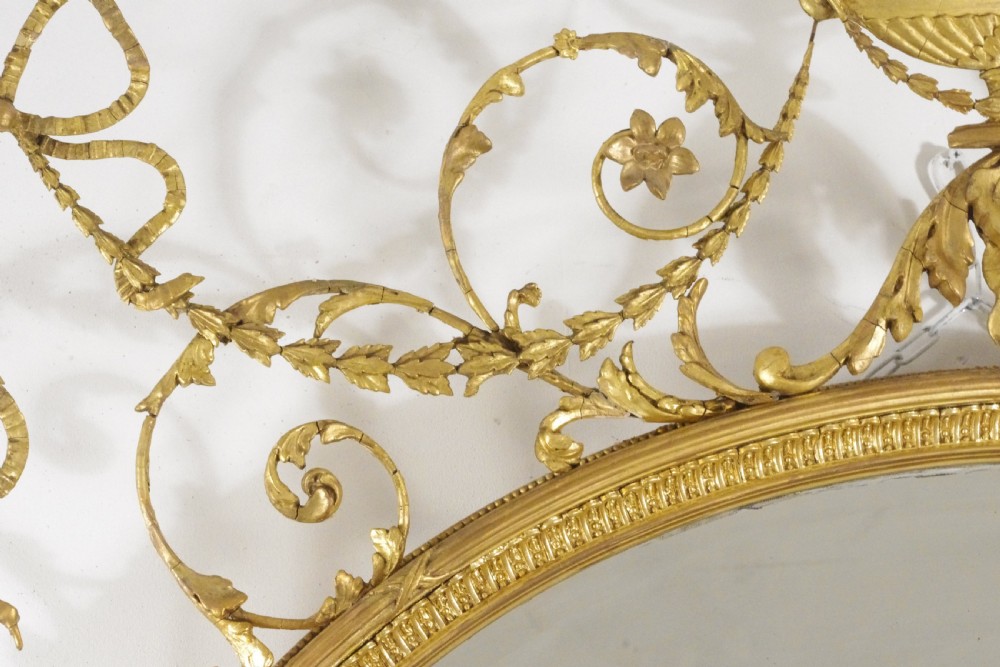 Victorian Gilt Adam Style Large Oval Overmantle Mirror View XI