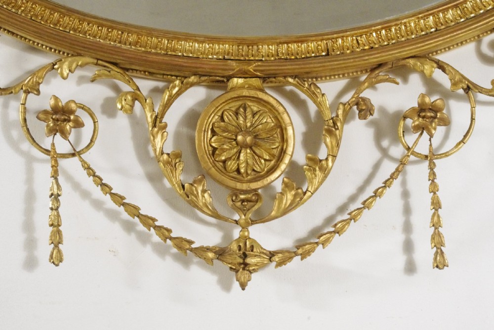 Victorian Gilt Adam Style Large Oval Overmantle Mirror View XIII