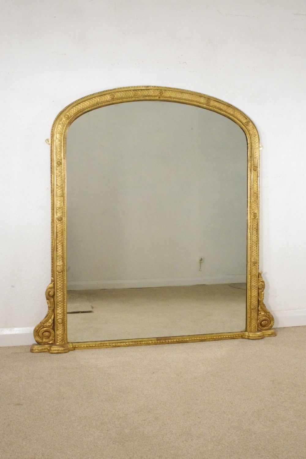 Victorian Gilt Arch Top Overmantle Mirror