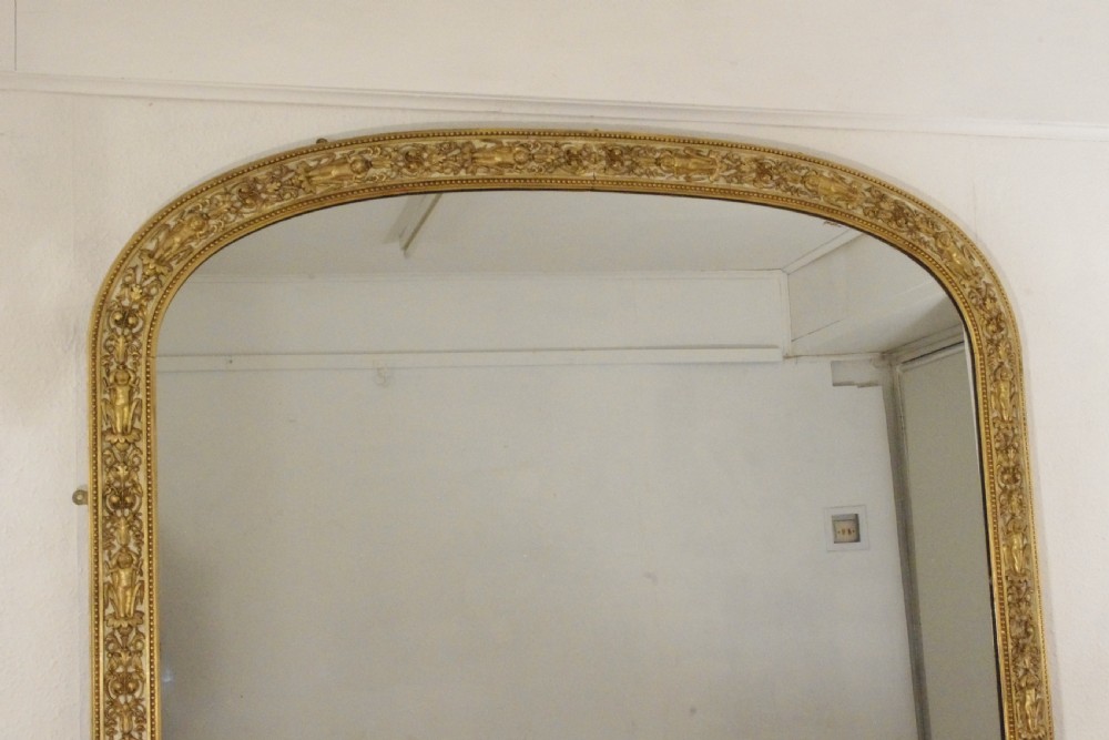 Victorian Painted and Parcel-Gilt Large Arch Top Overmantle Mirror by Nosotti View II