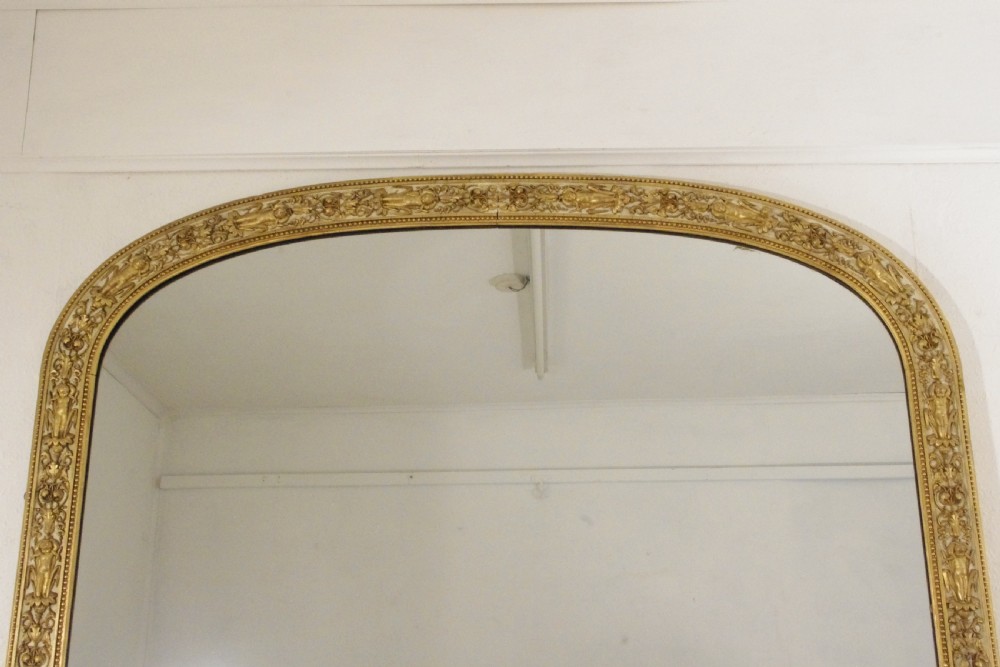 Victorian Painted and Parcel-Gilt Large Arch Top Overmantle Mirror by Nosotti View III