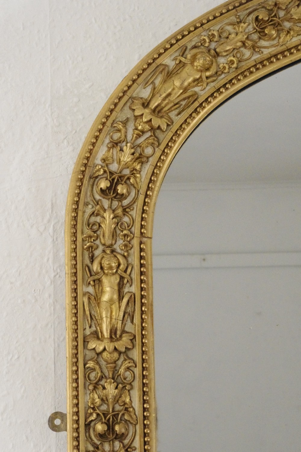 Victorian Painted and Parcel-Gilt Large Arch Top Overmantle Mirror by Nosotti View IV