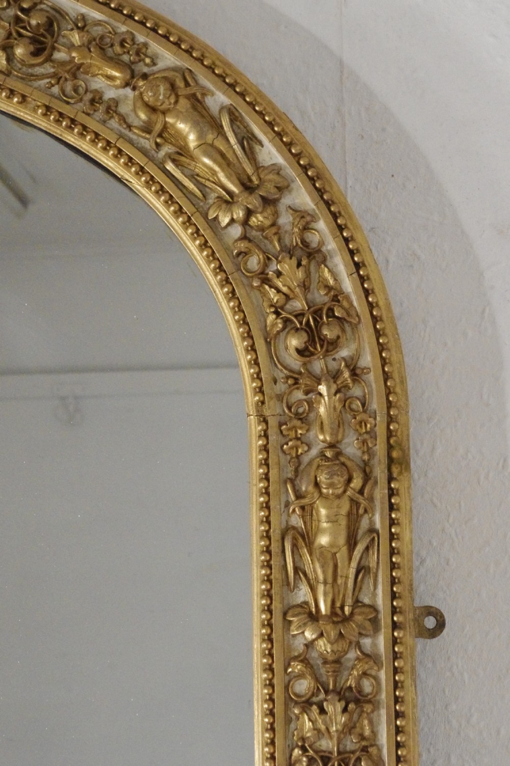 Victorian Painted and Parcel-Gilt Large Arch Top Overmantle Mirror by Nosotti View V