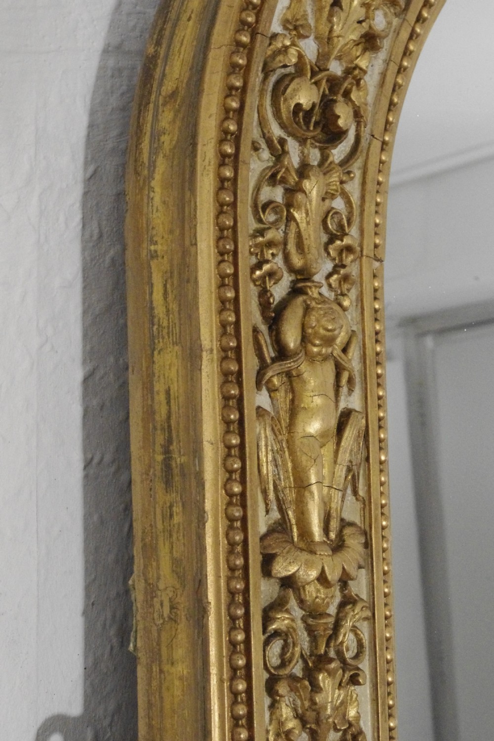 Victorian Painted and Parcel-Gilt Large Arch Top Overmantle Mirror by Nosotti View IX
